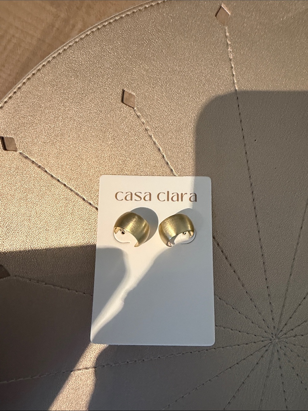 Casa Clara Gold Dome Stud Earrings - Brushed Gold Finish